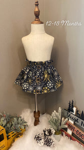 White & Gold Snowflake Little Girl Skirt