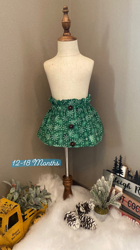 Green Snowflake Little Girl SkirtS