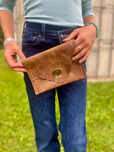 Brown Leather Clutch Purse