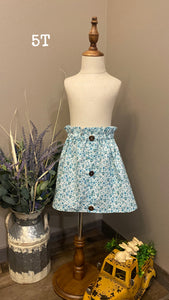 Blue Floral Little Girl Skirt