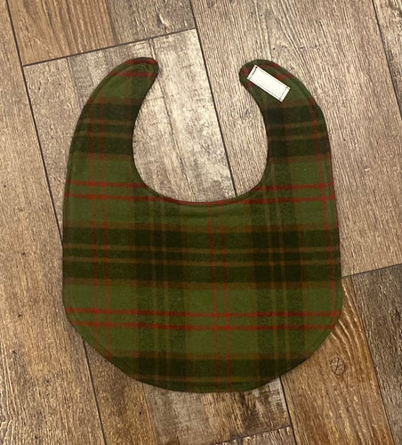 Green Flannel Baby Bib