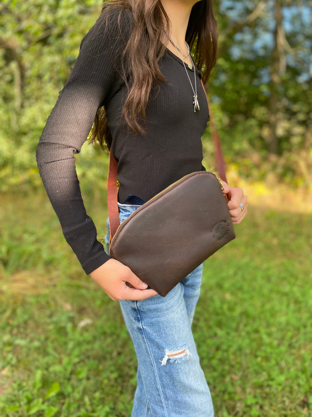 Dark Brown Leather Belt Bag