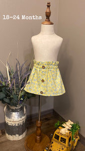 Yellow Floral Little Girl Skirt