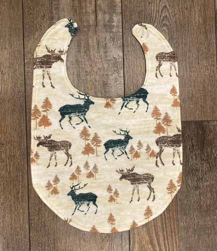 Flannel Moose/Elk Baby/Toddler Bib