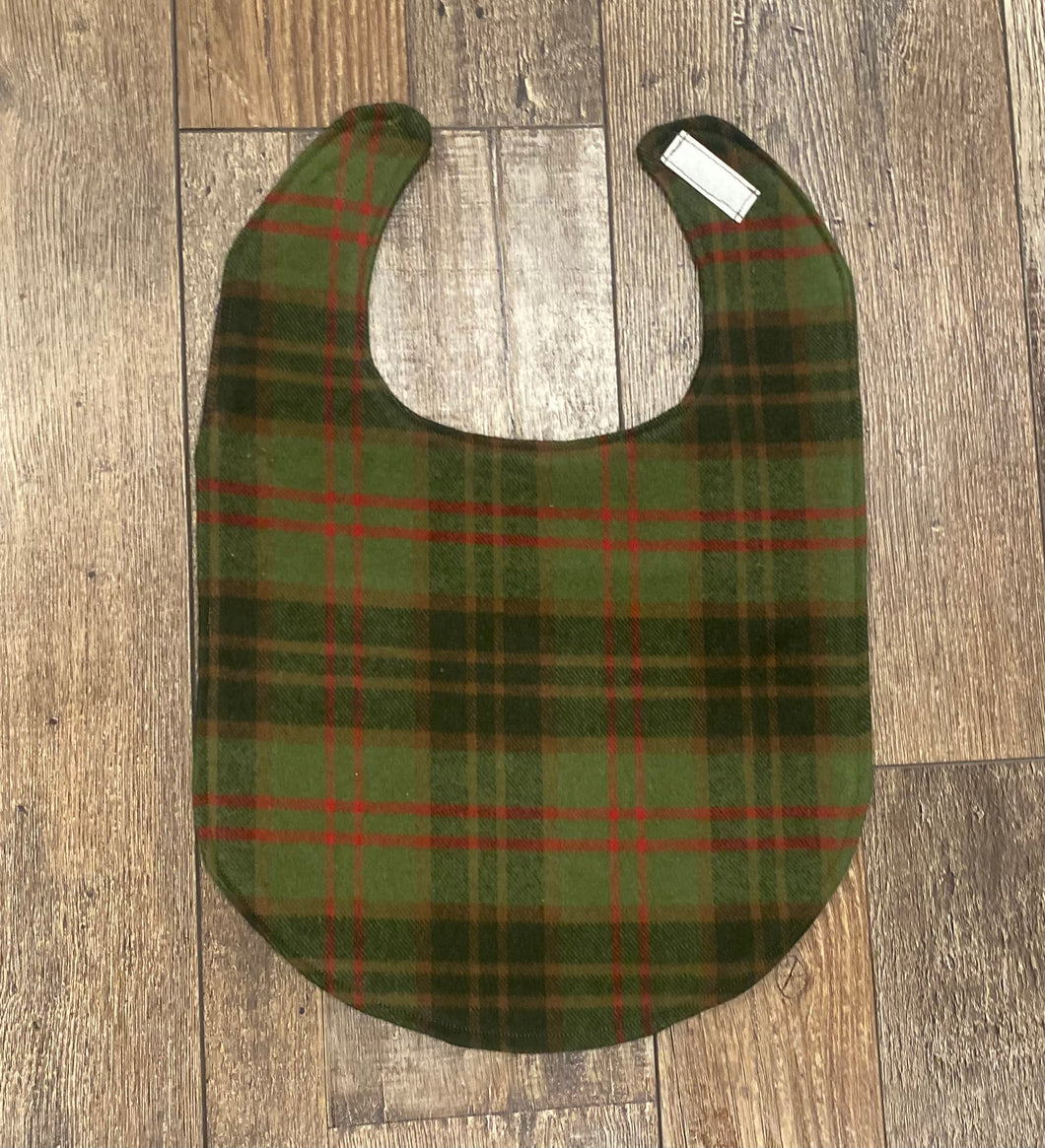 Green Flannel Toddler/Baby Bib