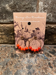 Red/Orange Bead Hoop Earrings