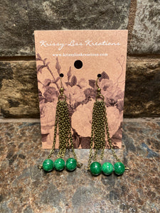 Green Beads and Chains Earrings