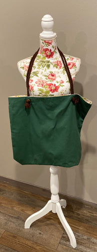 Green Shoulder Bag With Brown Straps