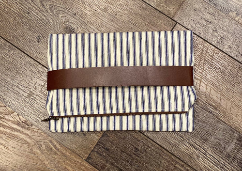 Blue Stripe Clutch Purse