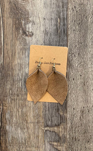 Brown Leather Leaf Earrings