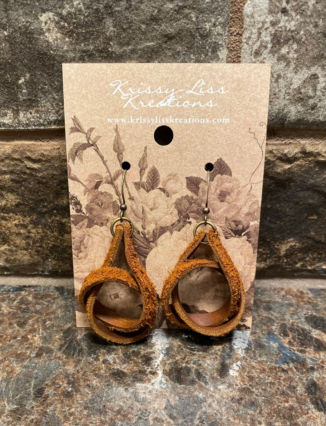 Brown Loose Knot Leather Earrings