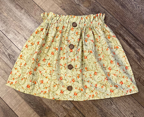 Green Floral Little Girl Skirt