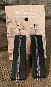 Black Leather and Chains Earrings