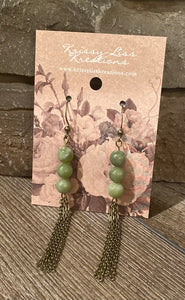 Green Beads and Chains Earrings